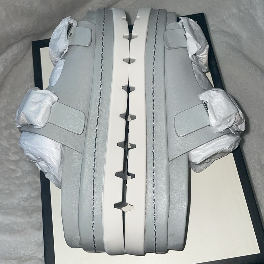 NWT J/SLIDES BAHA Light Grey Leather Sandal - Picture 12 of 14